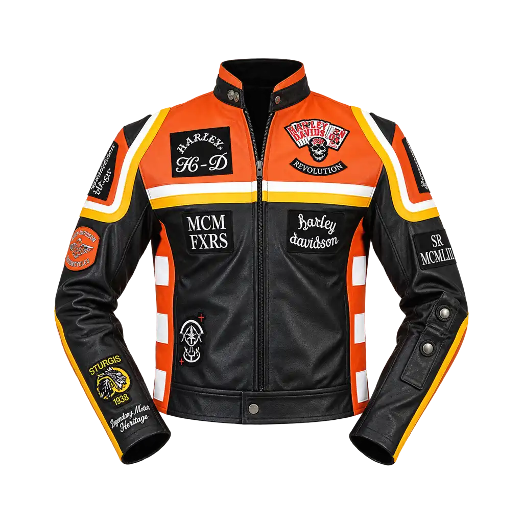 Harley-Davidson Mens Marlboro Black Leather Motorcycle Jacket