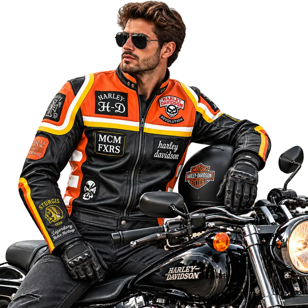 Harley-Davidson Mens Marlboro Black Leather Motorcycle Jacket