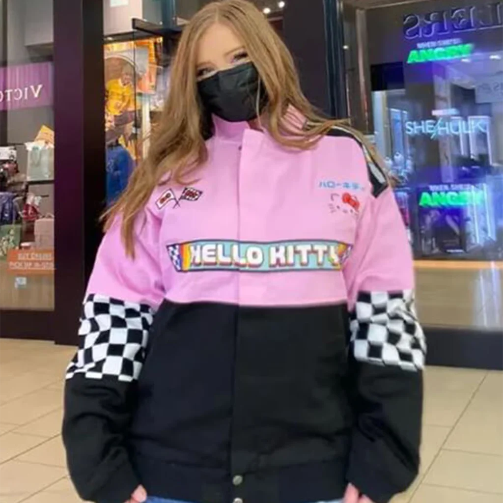 Women’s Hello Kitty Pink and Black Racing Jacket