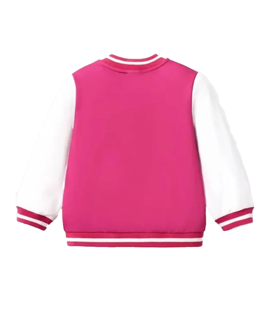Girls’ Hot Pink Barbie Graphic Varsity Jacket