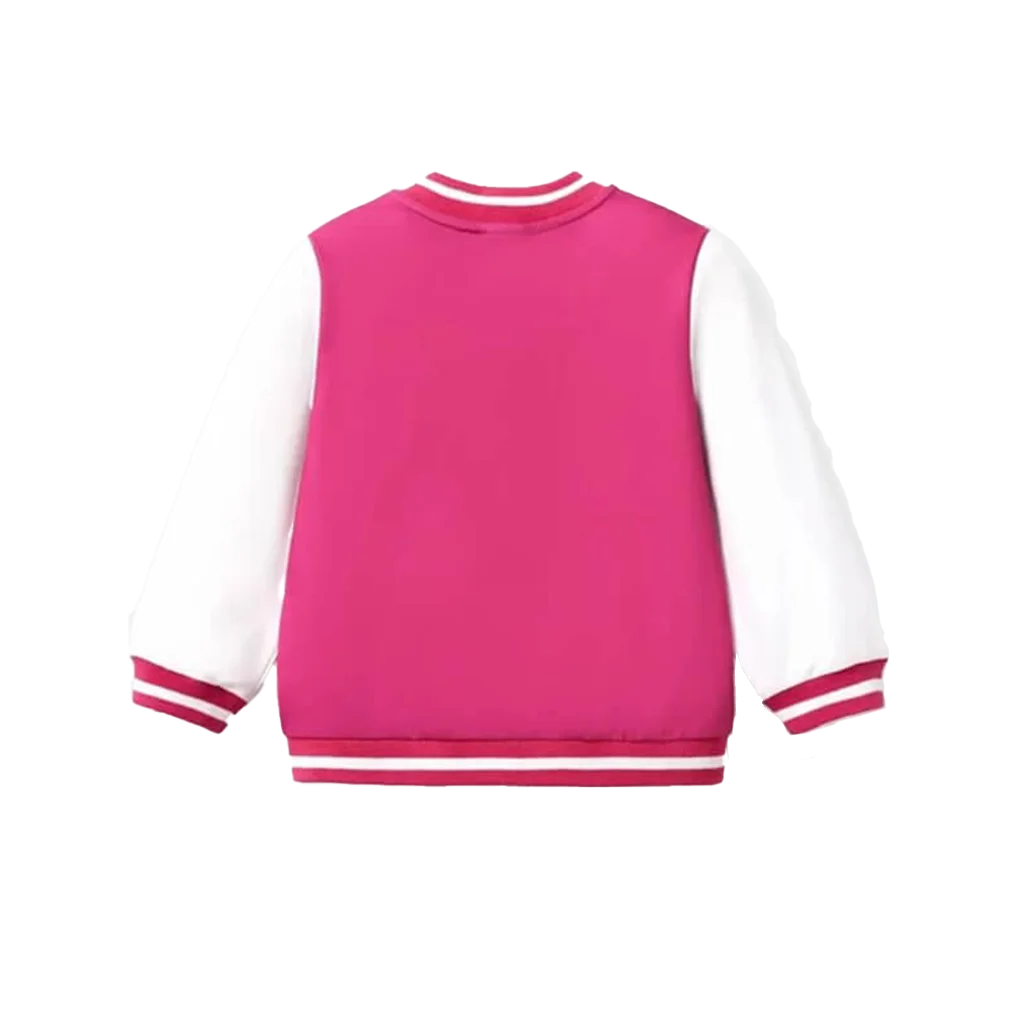 Girls’ Hot Pink Barbie Graphic Varsity Jacket
