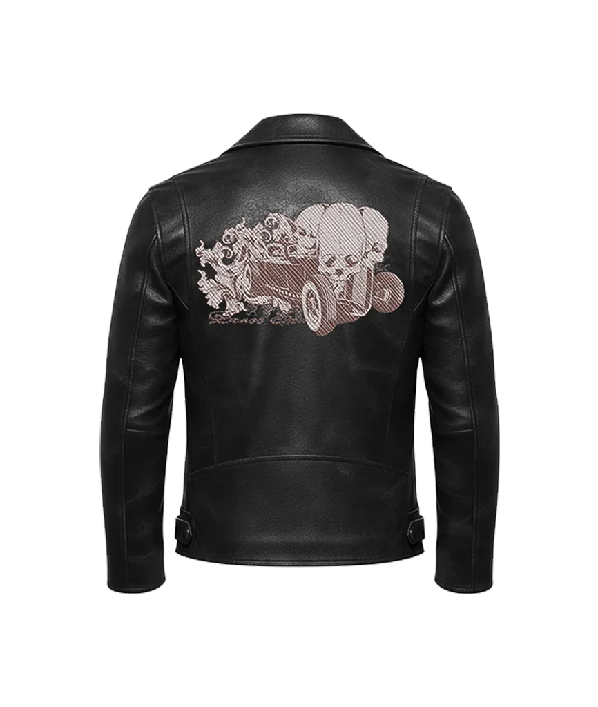 Hot Rod Skull Racer Leather Moto Jacket