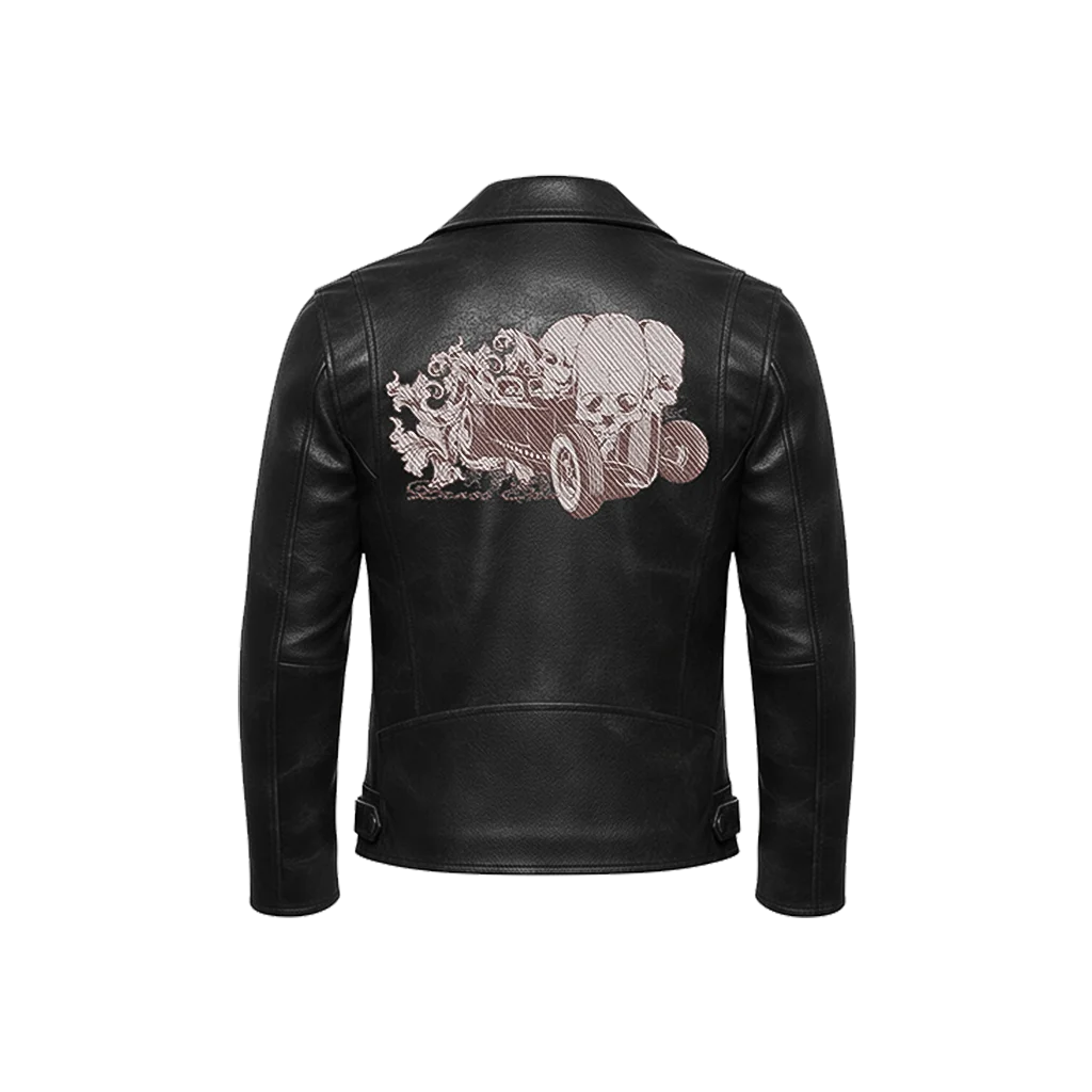 Hot Rod Skull Racer Leather Moto Jacket