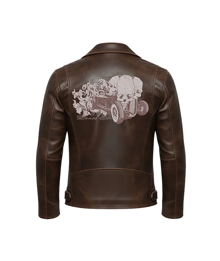 Hot Rod Skull Racer Leather Moto Jacket