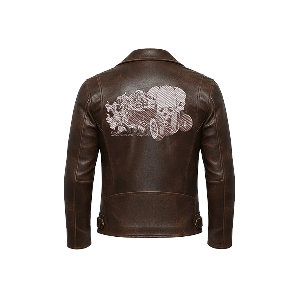 Hot Rod Skull Racer Leather Moto Jacket