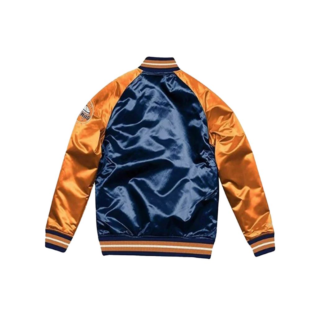 Houston Astros Navy and Orange Satin Varsity Jacket
