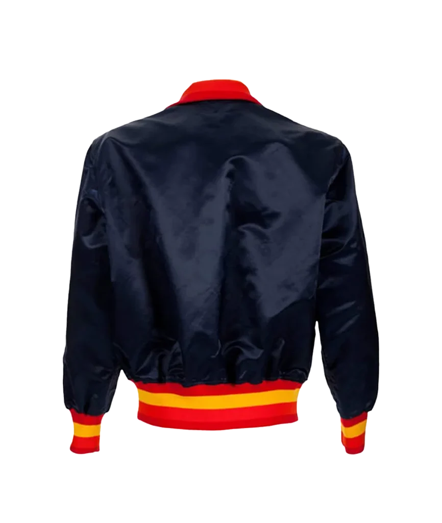 Vintage Houston Astros Navy Zip-Up Satin Baseball Jacket