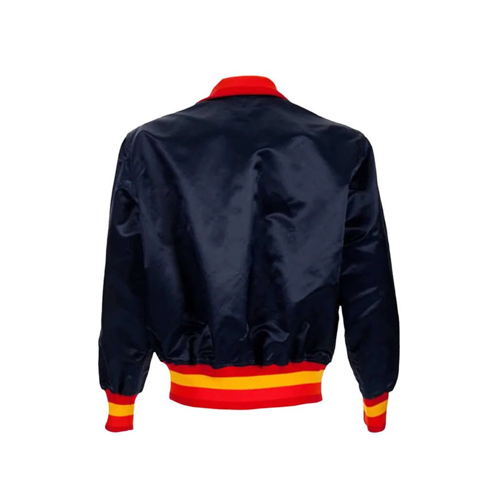 Vintage Houston Astros Navy Zip-Up Satin Baseball Jacket