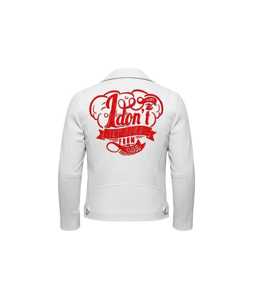 I Don’t Want To… Embroidered Leather Moto Jacket