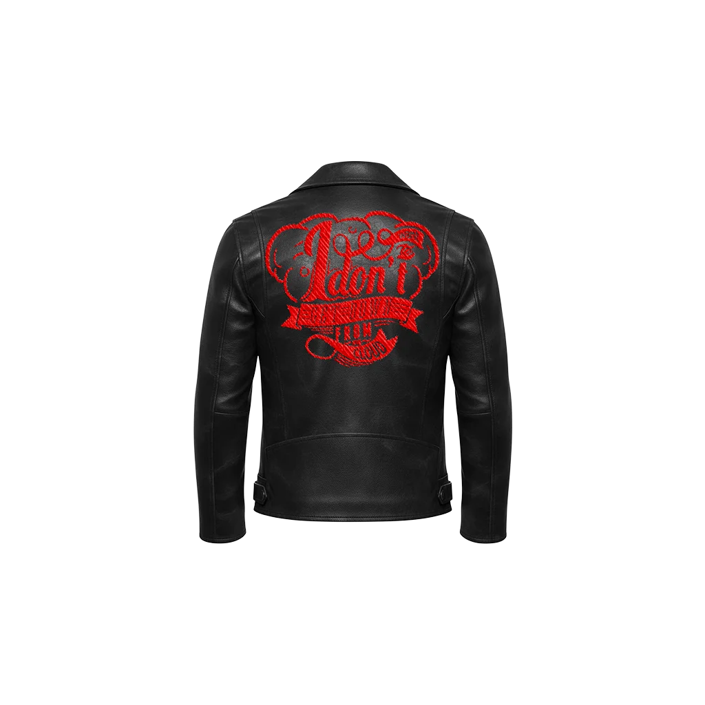 I Don’t Want To… Embroidered Leather Moto Jacket