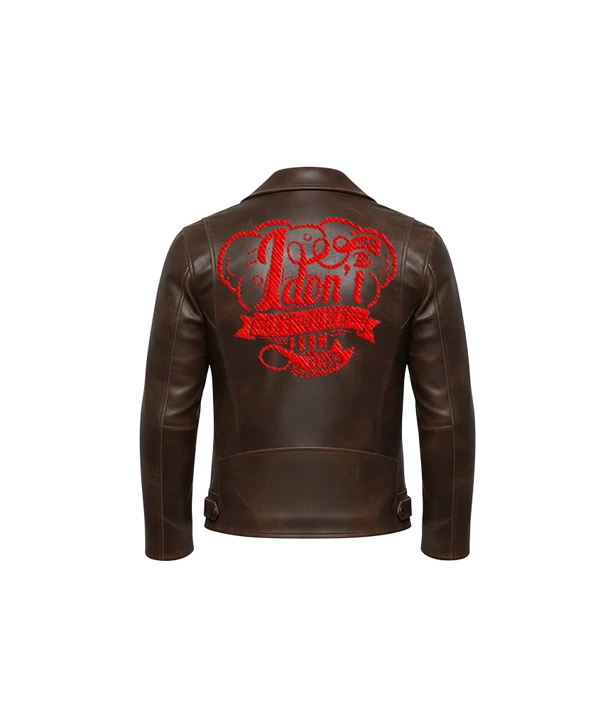 I Don’t Want To… Embroidered Leather Moto Jacket