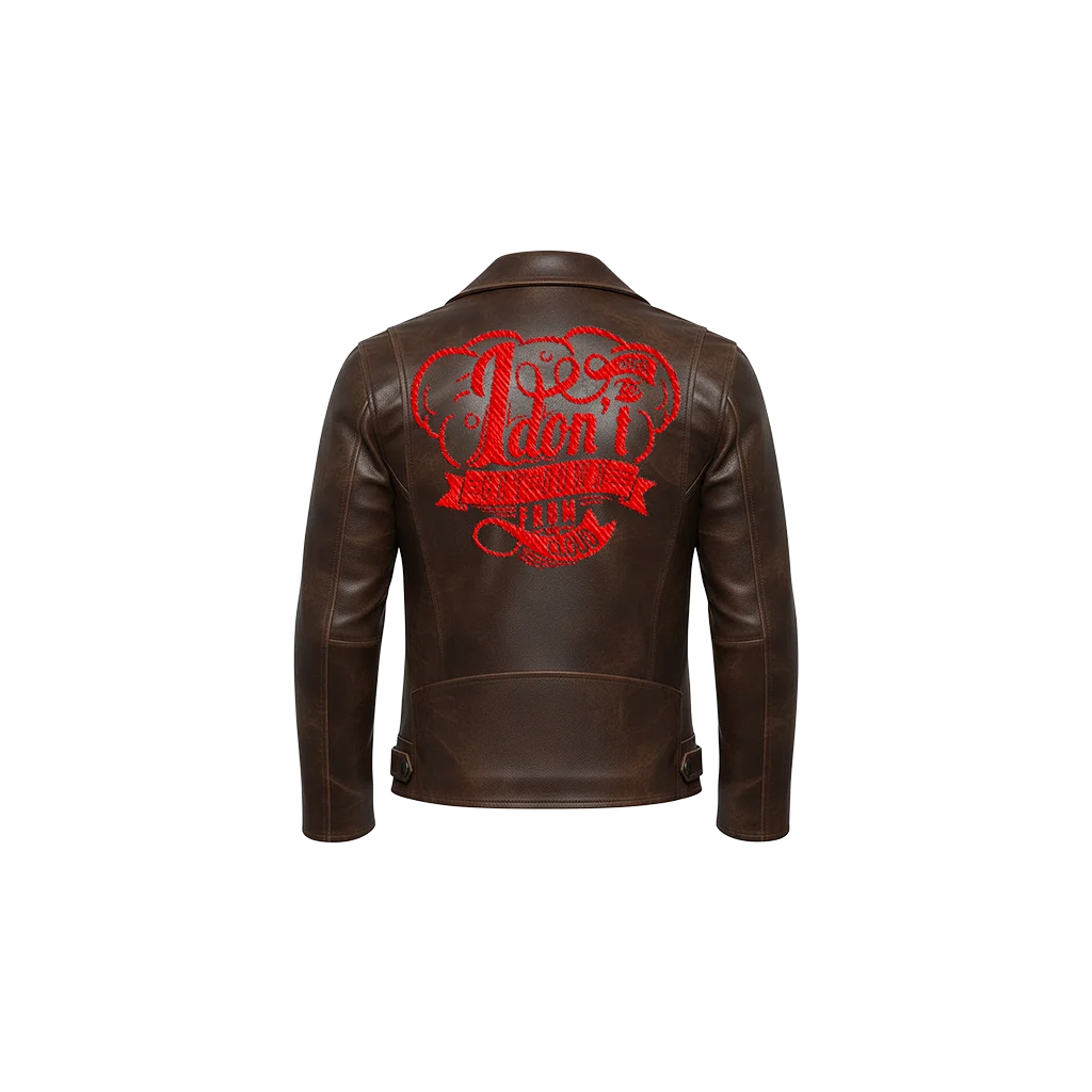I Don’t Want To… Embroidered Leather Moto Jacket
