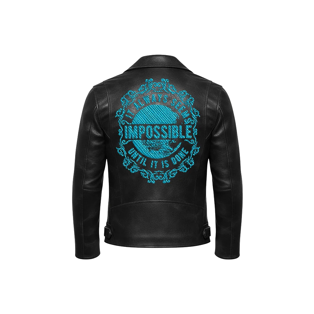 Impossible Until It Is Done Embroidered Leather Jacket