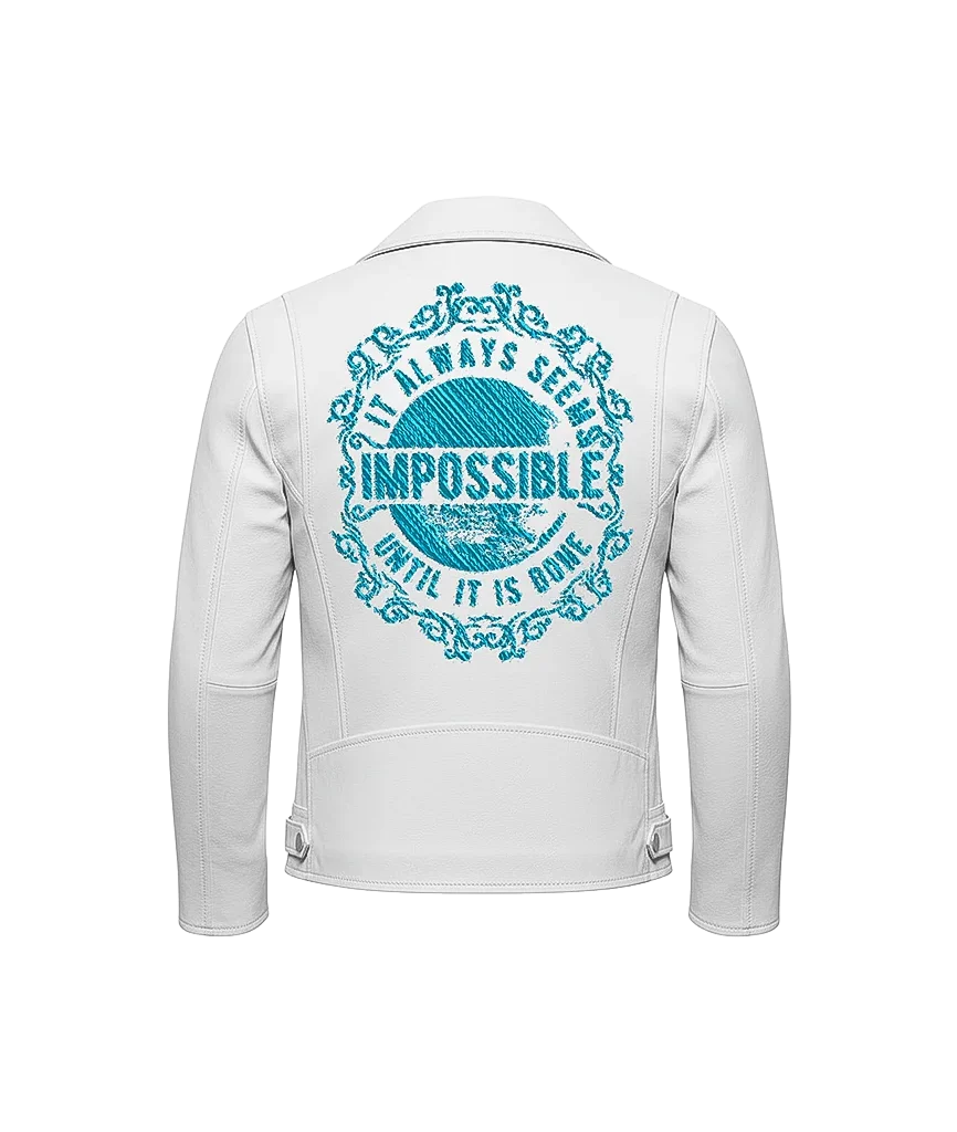 Impossible Until It Is Done Embroidered Leather Jacket