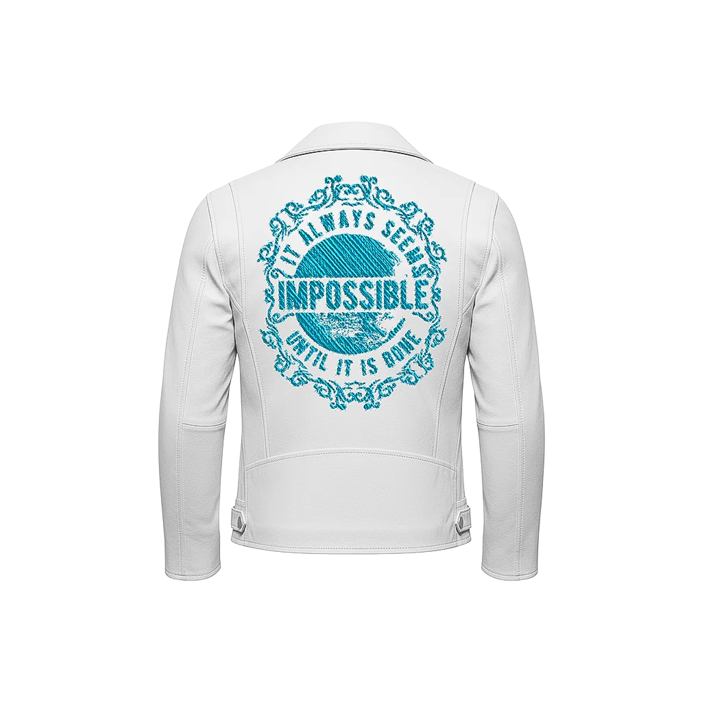 Impossible Until It Is Done Embroidered Leather Jacket