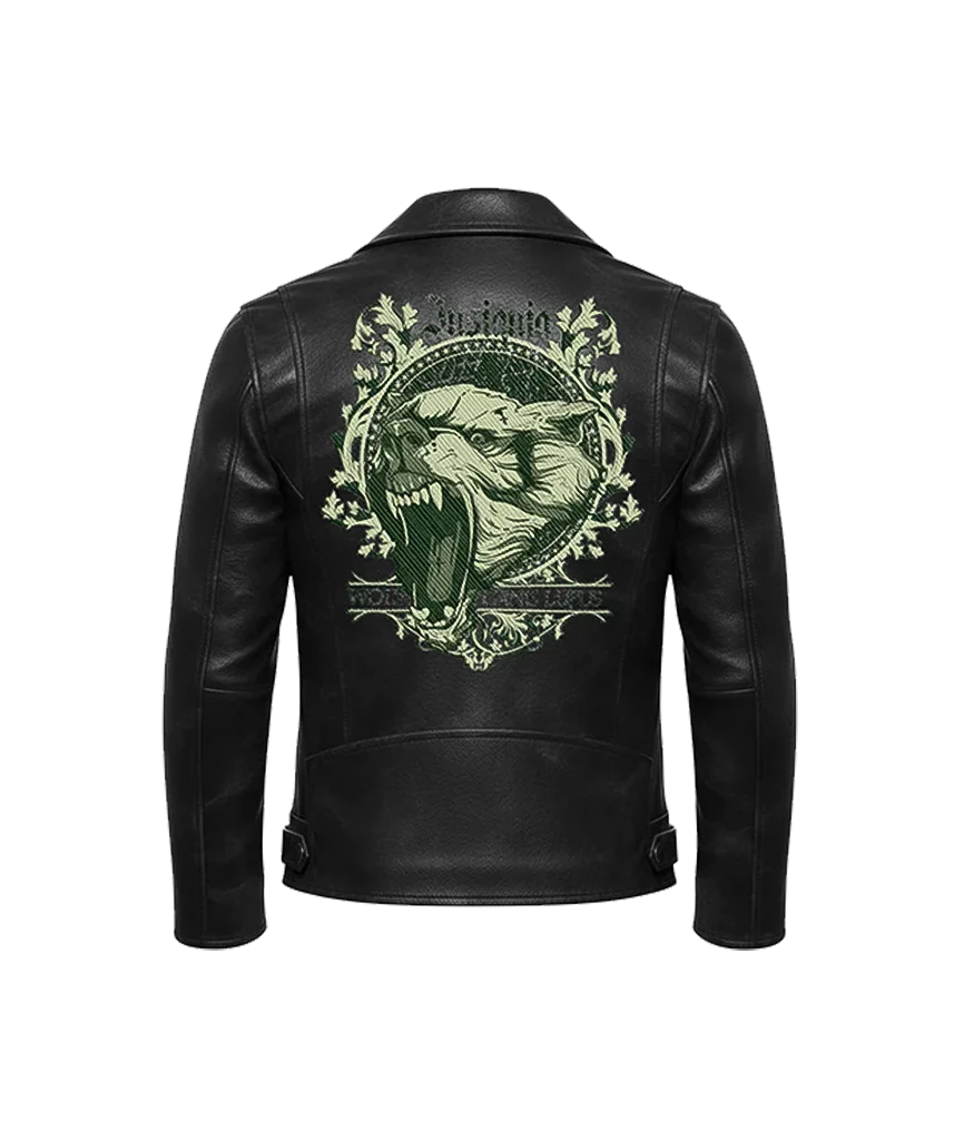 Insignia Canis Lupus Snarling Wolf Leather Moto Jacket