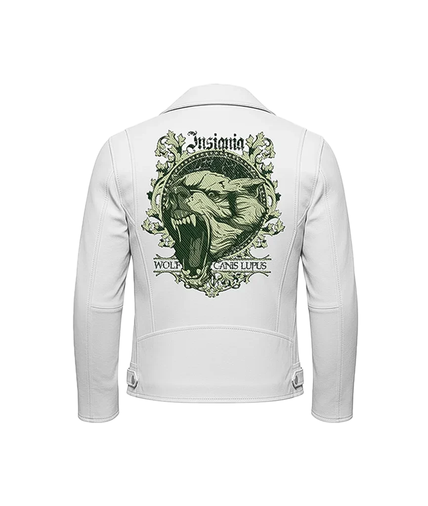 Insignia Canis Lupus Snarling Wolf Leather Moto Jacket