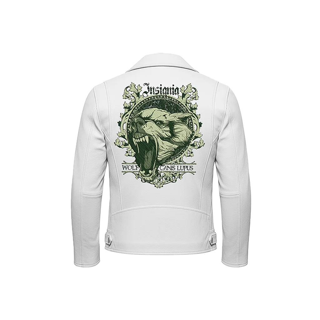 Insignia Canis Lupus Snarling Wolf Leather Moto Jacket