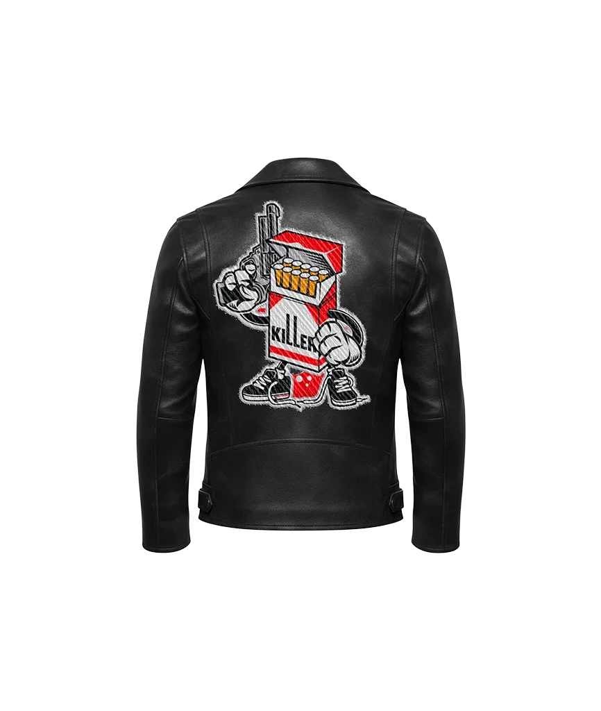 Killer Cigarette Pack Mascot Leather Jacket