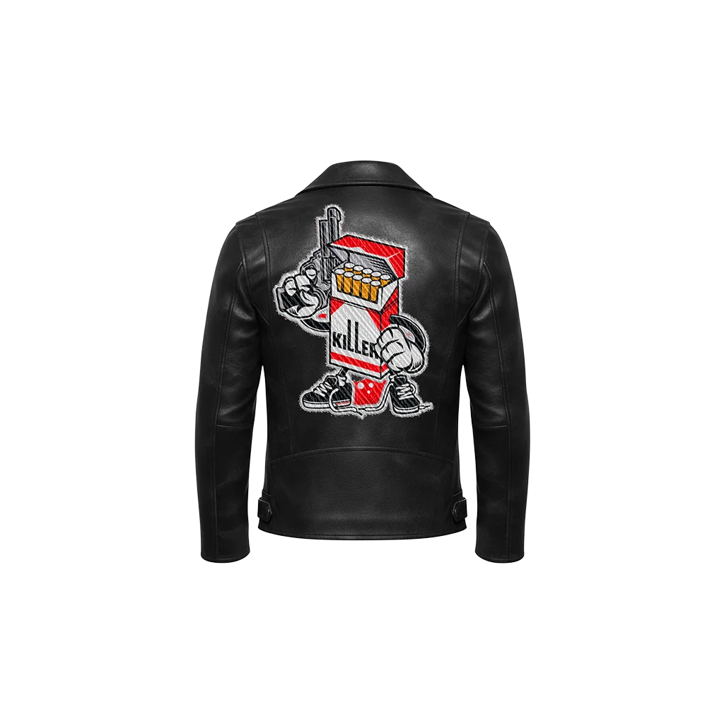 Killer Cigarette Pack Mascot Leather Jacket