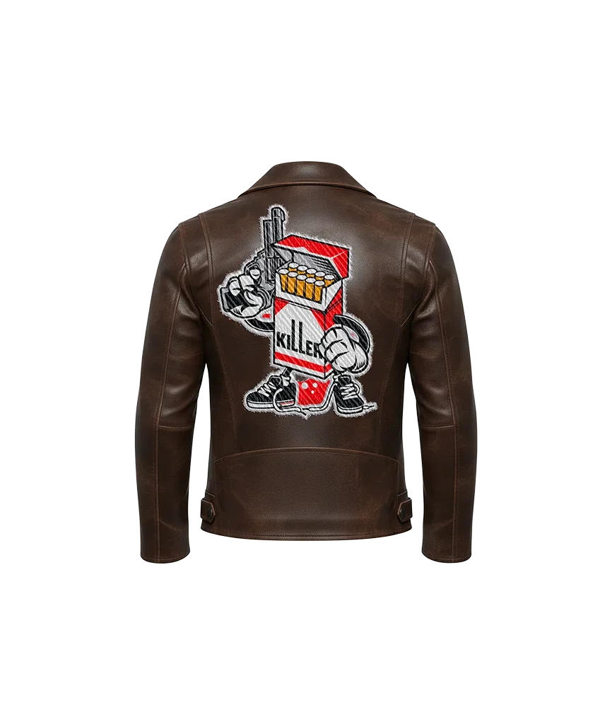 Killer Cigarette Pack Mascot Leather Jacket
