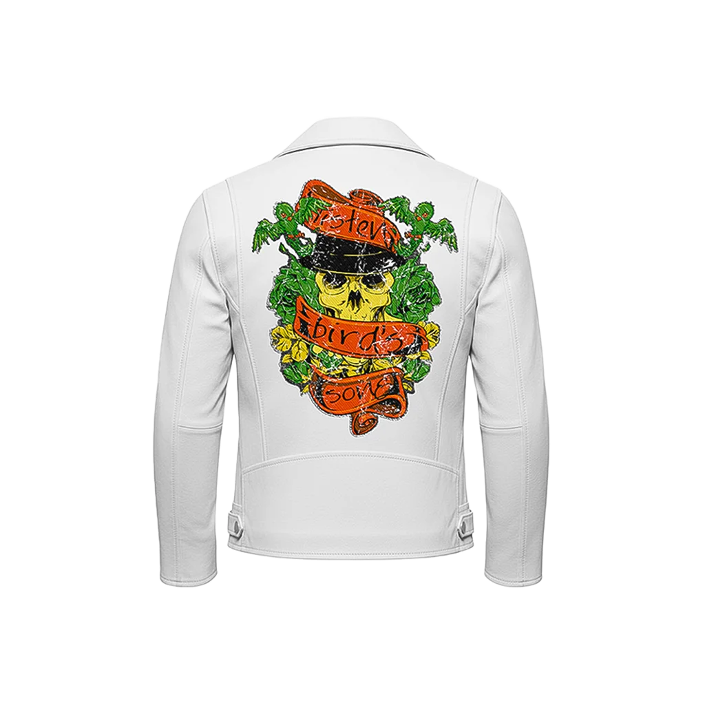 Listen Bird’s Song Top Hat Skull Leather Jacket