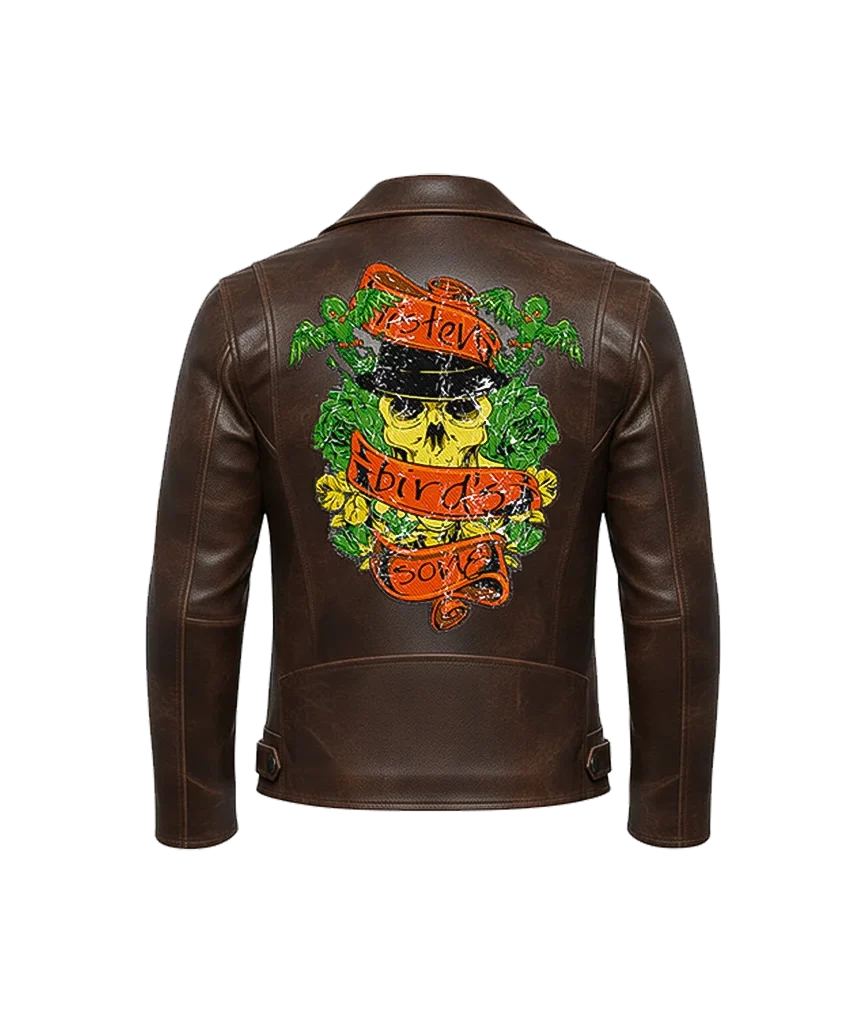 Listen Bird’s Song Top Hat Skull Leather Jacket