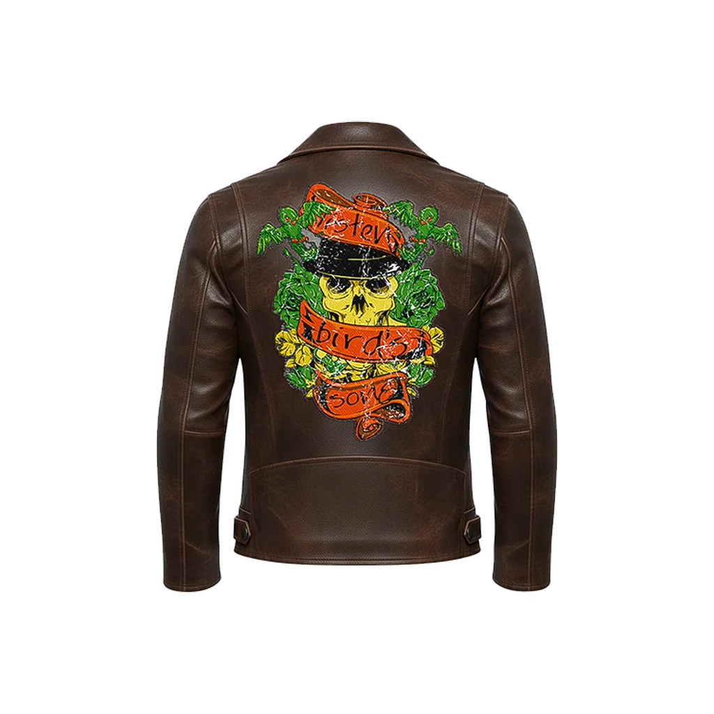 Listen Bird’s Song Top Hat Skull Leather Jacket