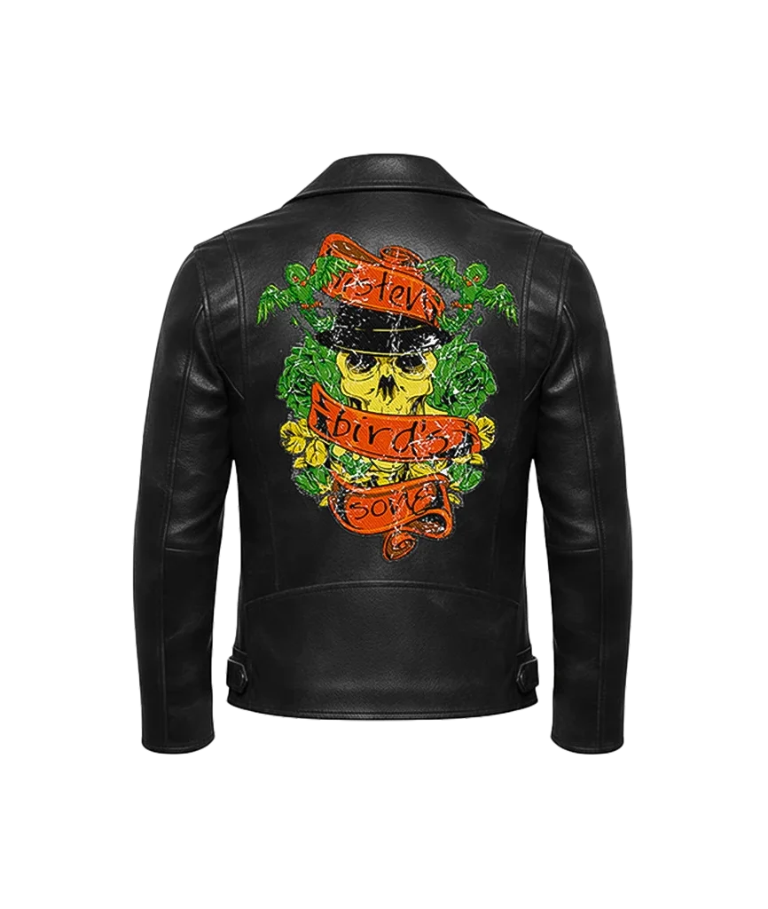 Listen Bird’s Song Top Hat Skull Leather Jacket