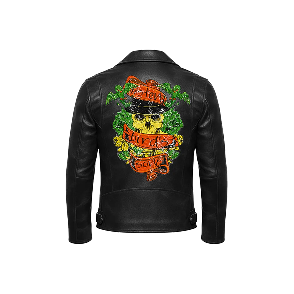 Listen Bird’s Song Top Hat Skull Leather Jacket