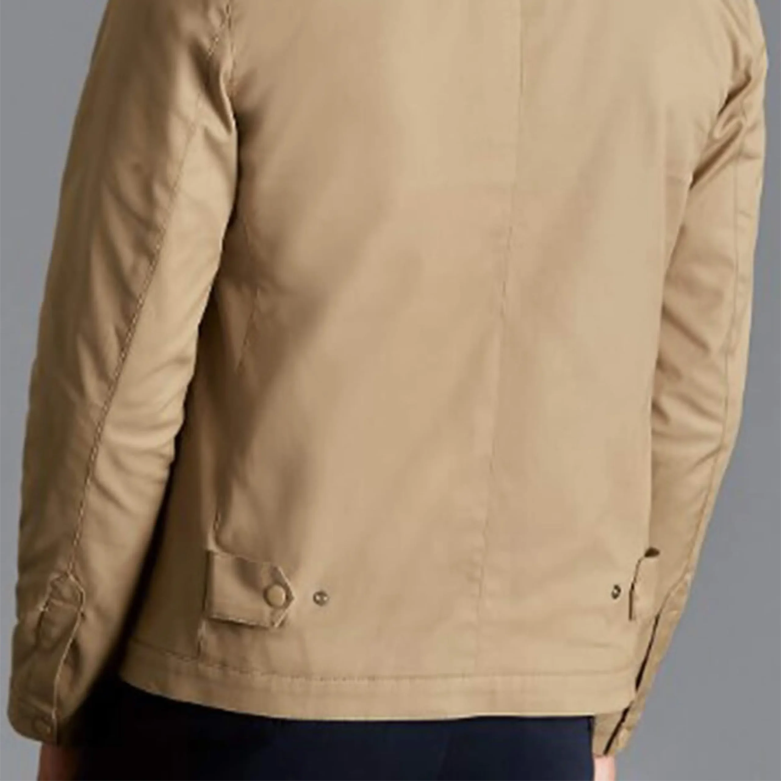 Men’s Classic Beige Cotton Harrington Zip Jacket