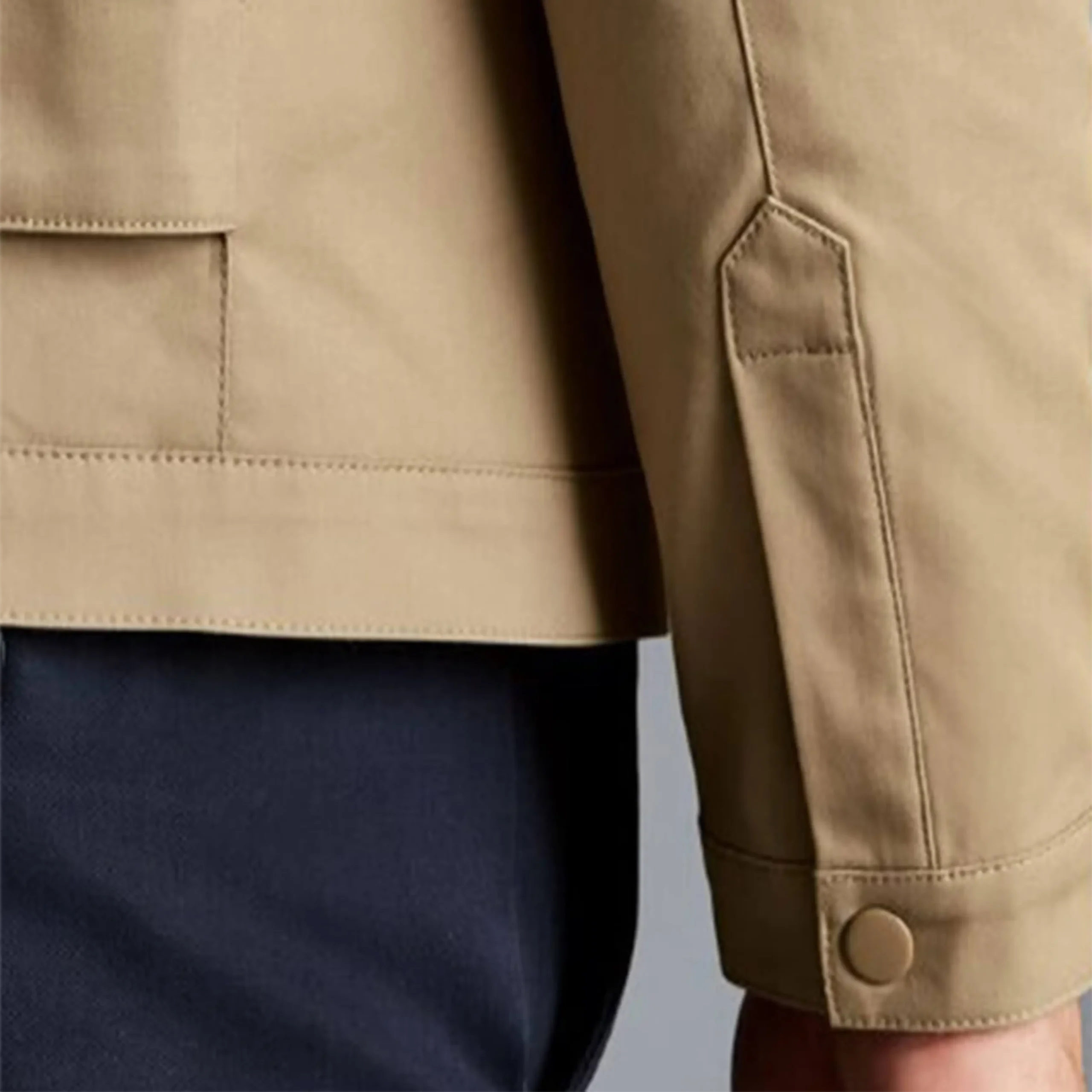 Men’s Classic Beige Cotton Harrington Zip Jacket