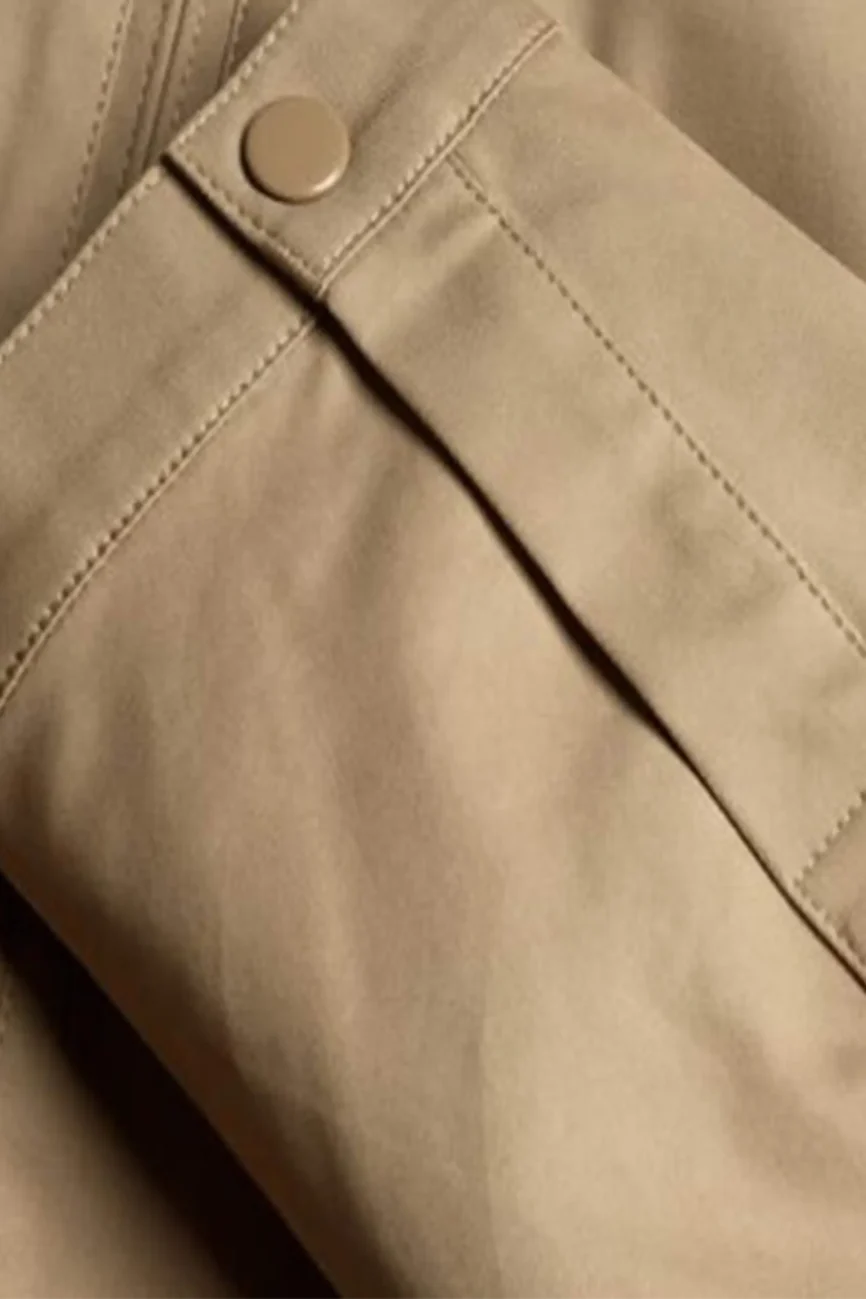 Men’s Classic Beige Cotton Harrington Zip Jacket
