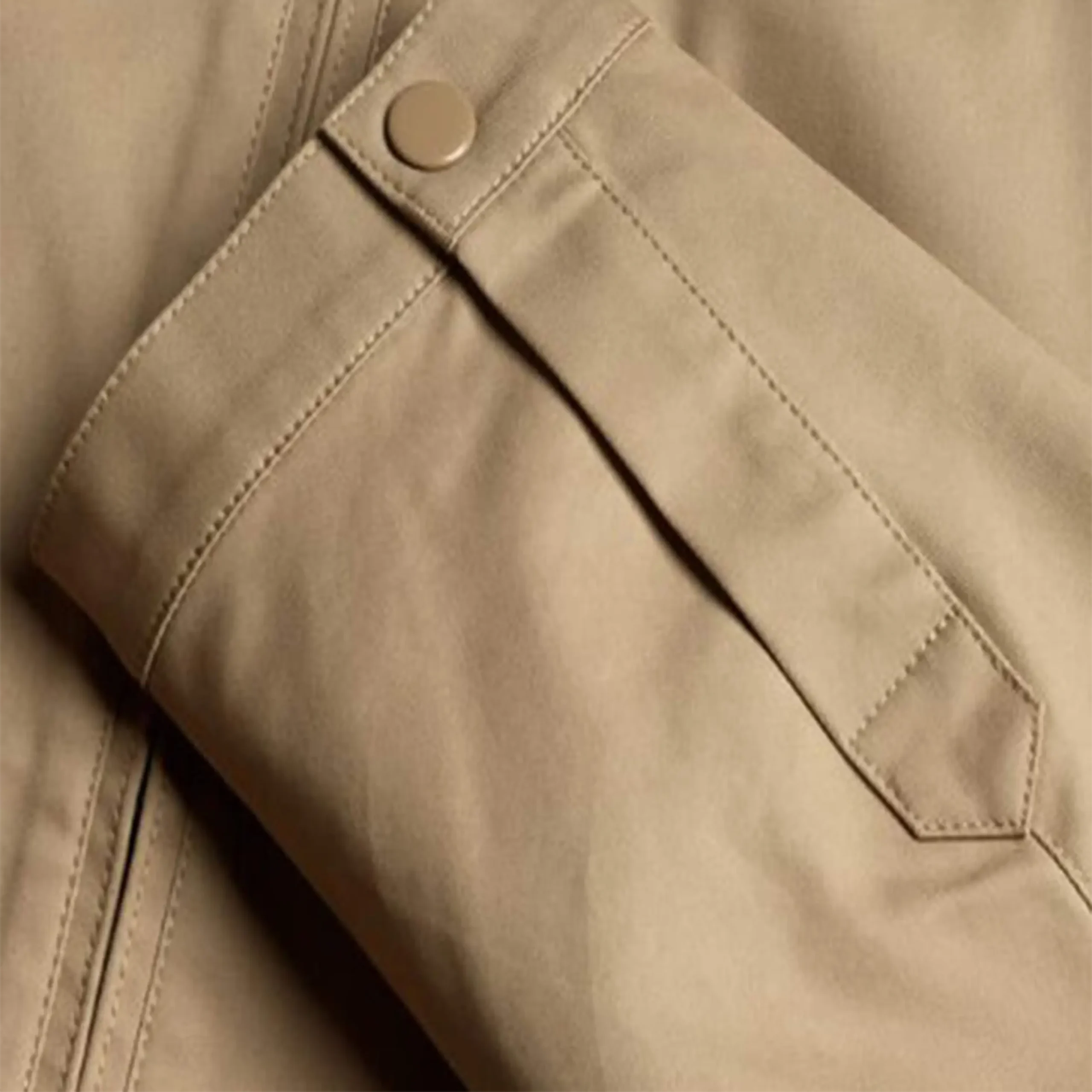 Men’s Classic Beige Cotton Harrington Zip Jacket