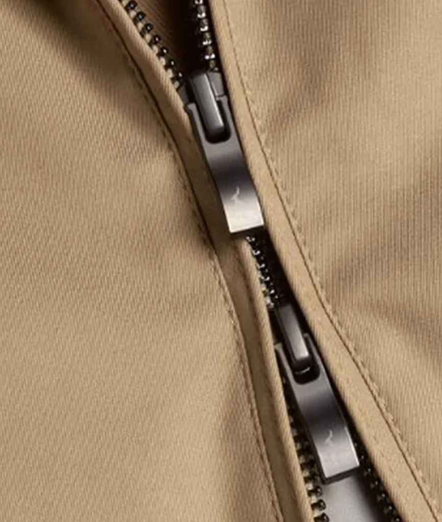 Men’s Classic Beige Cotton Harrington Zip Jacket