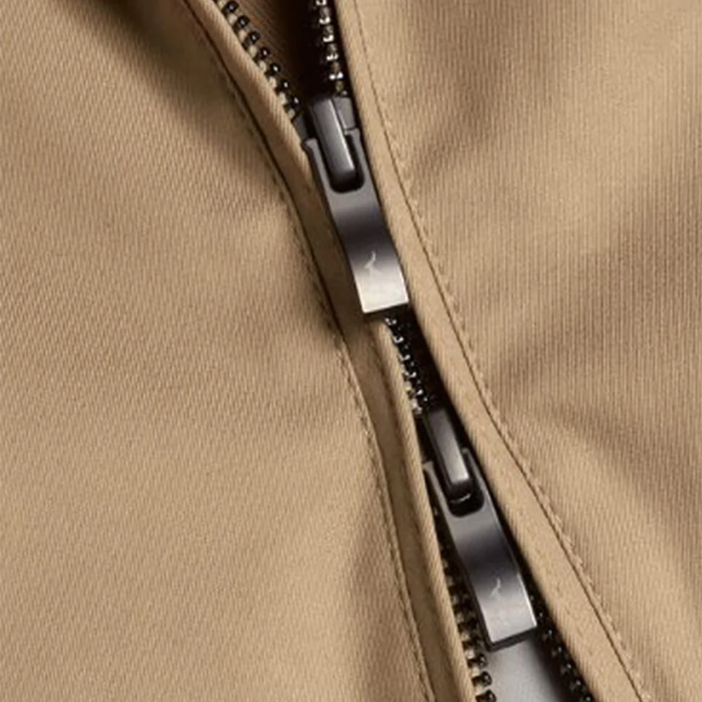 Men’s Classic Beige Cotton Harrington Zip Jacket