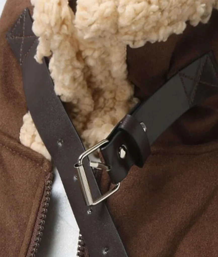 Men’s Winter Sherpa-Lined Suede Aviator Bomber Jacket