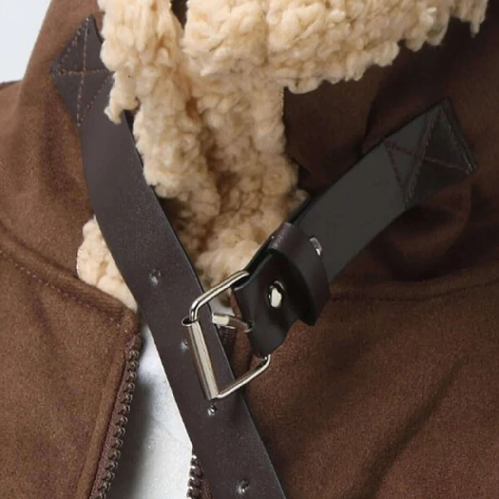Men’s Winter Sherpa-Lined Suede Aviator Bomber Jacket