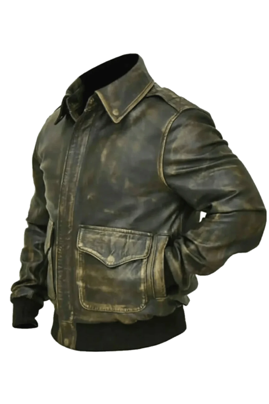 Men Distressed Brown Vintage A-2 Leather Bomber Jacket