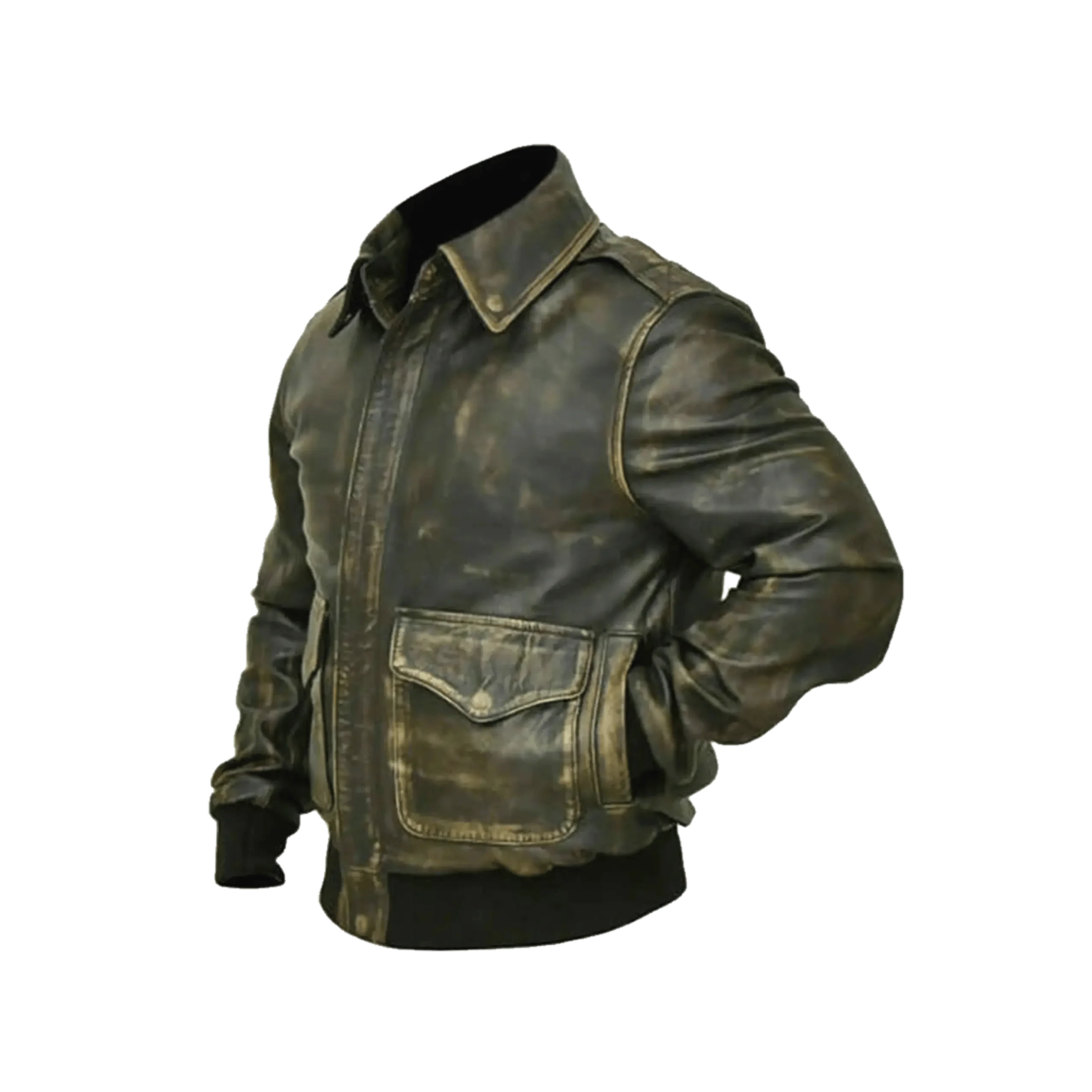 Men Distressed Brown Vintage A-2 Leather Bomber Jacket