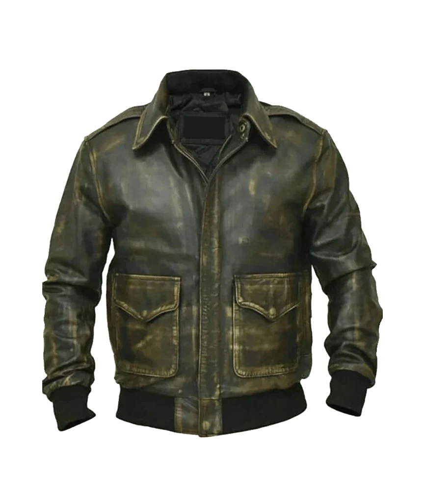 Men Distressed Brown Vintage A-2 Leather Bomber Jacket