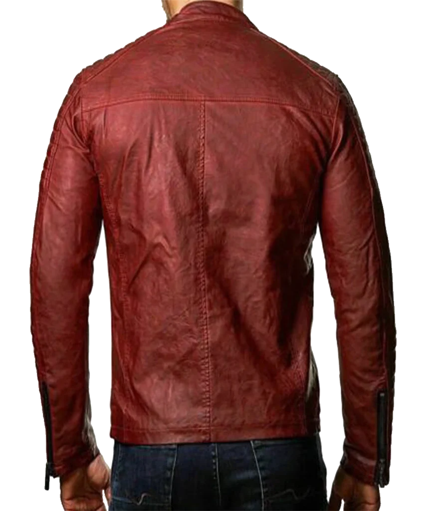 Men’s Vintage Red Quilted Leather Motorcycle Jacket