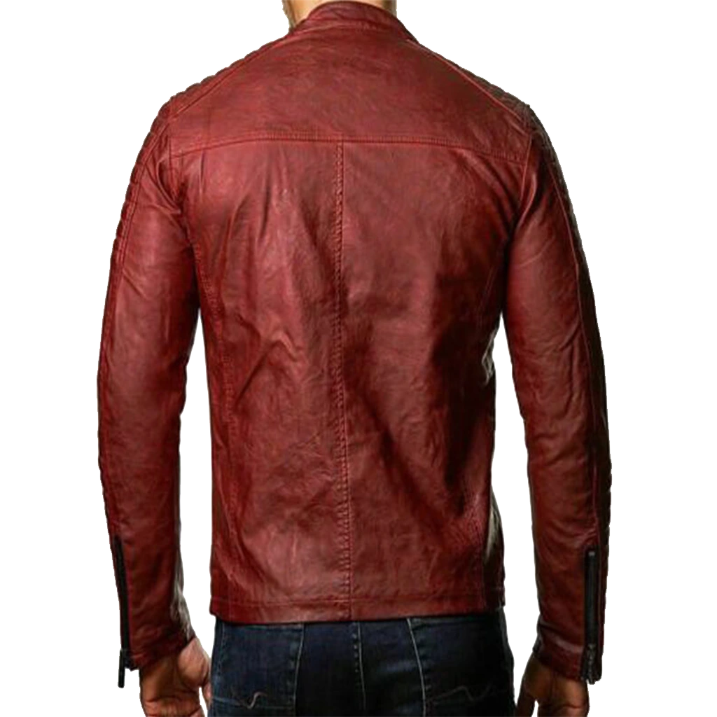 Men’s Vintage Red Quilted Leather Motorcycle Jacket