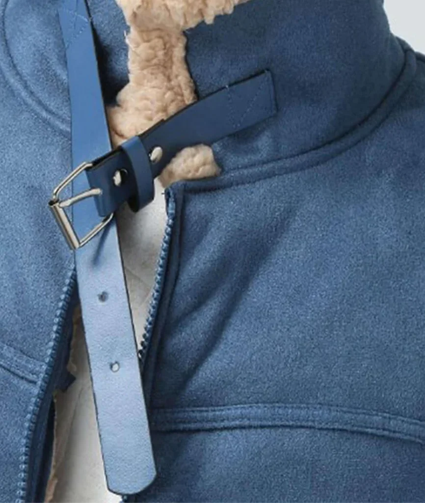 Men’s Winter Sherpa-Lined Suede Aviator Bomber Jacket