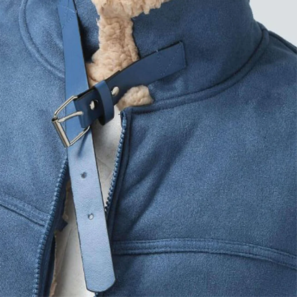 Men’s Winter Sherpa-Lined Suede Aviator Bomber Jacket