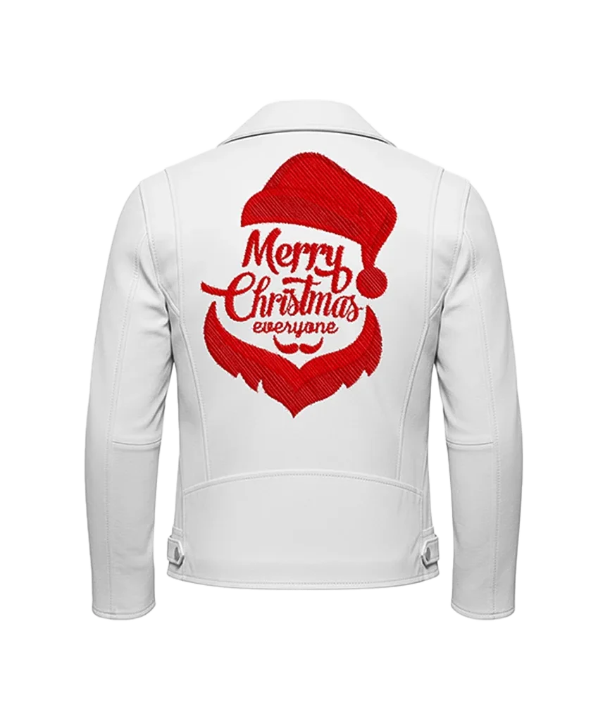 “Merry Christmas Everyone” Santa Hat Leather Jacket