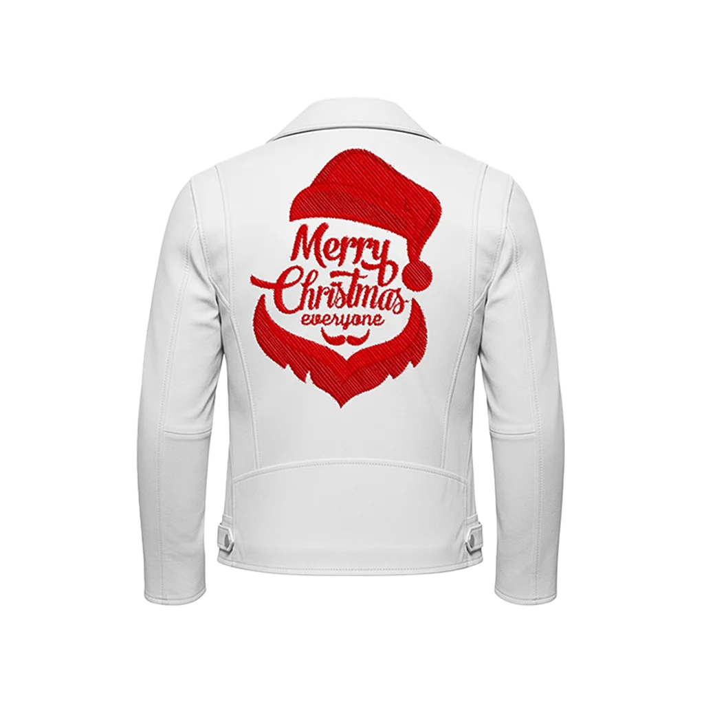 “Merry Christmas Everyone” Santa Hat Leather Jacket