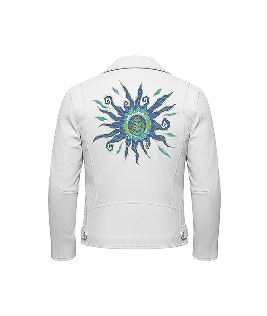 Nautical Sun Anchor Leather Moto Jacket
