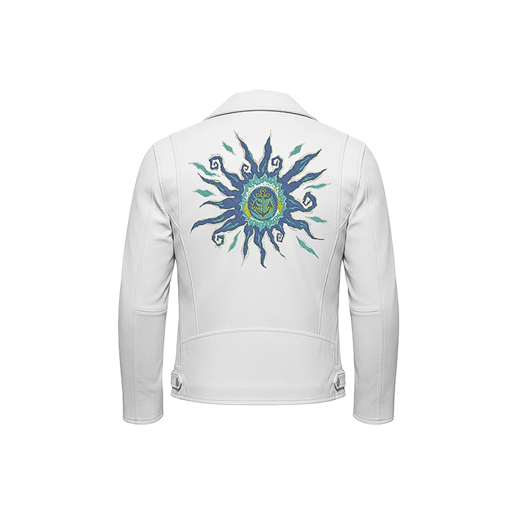 Nautical Sun Anchor Leather Moto Jacket