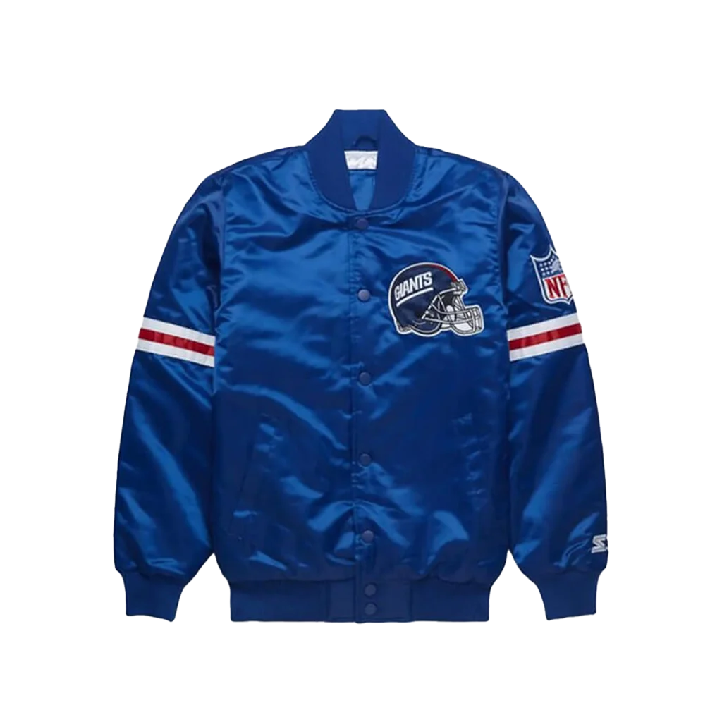 New York Giants Royal Blue Starter Satin Varsity Jacket